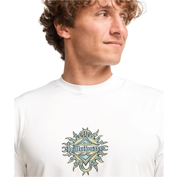 2026 Billabong Mens Solar Flare Loose Fit Short Sleeve Rash Vest EBYWR03028 - White